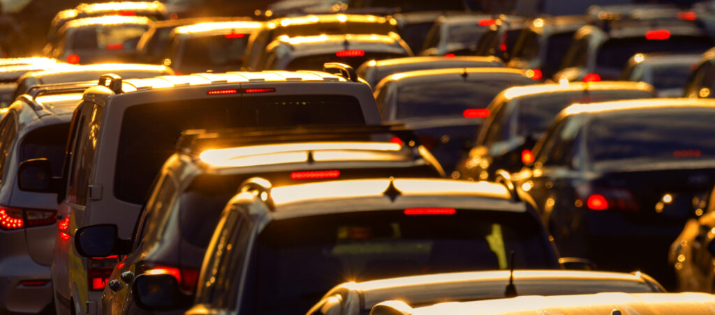 traffic jam on a hot day